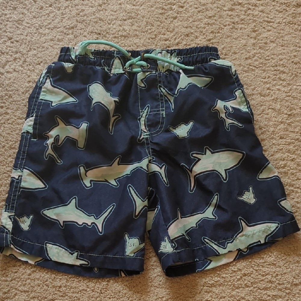 Shark Print Swim Shorts Beach Bros